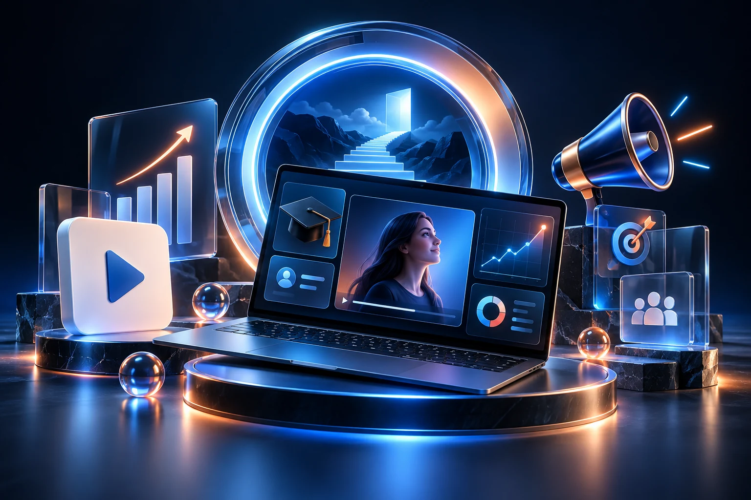 مشهد رقمي يجمع التعلّم وتحليل البيانات وأدوات التسويق